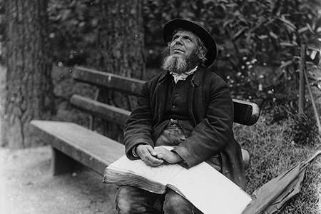 Blind man at Bournemouth, 1895