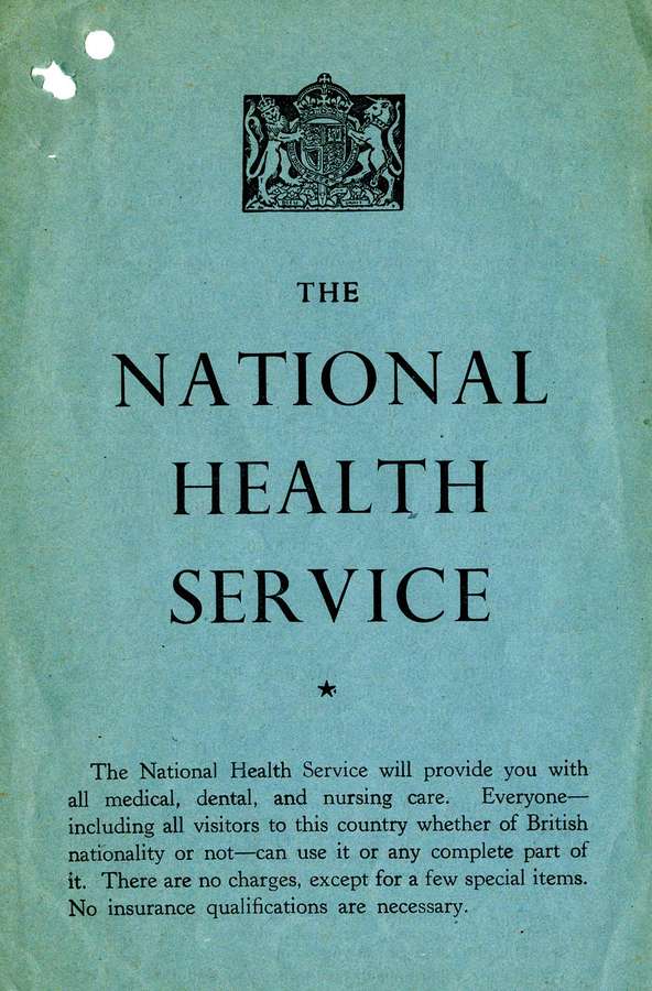 The front cover of a leaflet with the title: 'The National Health Service'