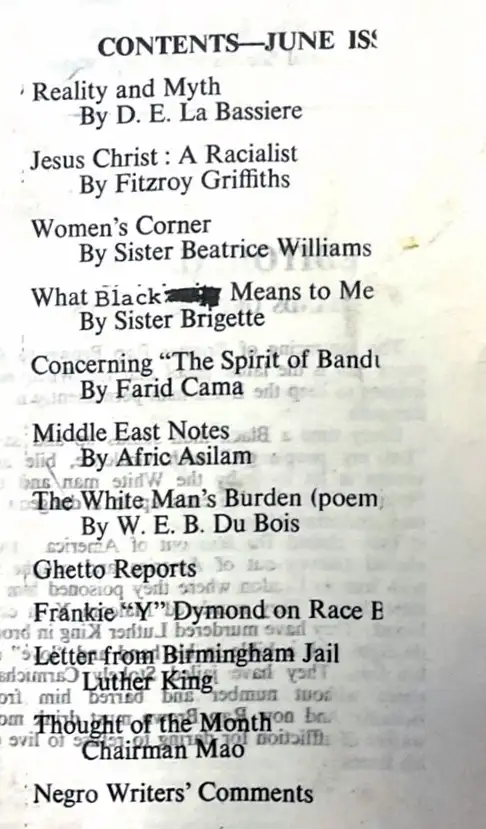 The content of Black Power Speaks June 1968 edition, which includes 12 pieces.