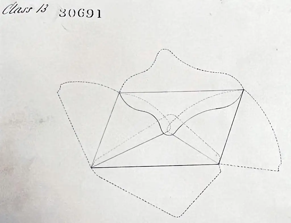 A simple ink sketch shows a folded envelope with dotted lines indicating its unfolded shape.