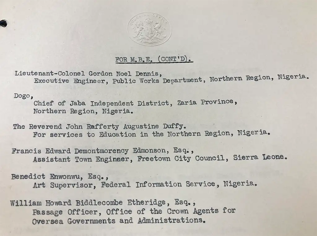 Typewritten document with a Colonial Office letterhead.