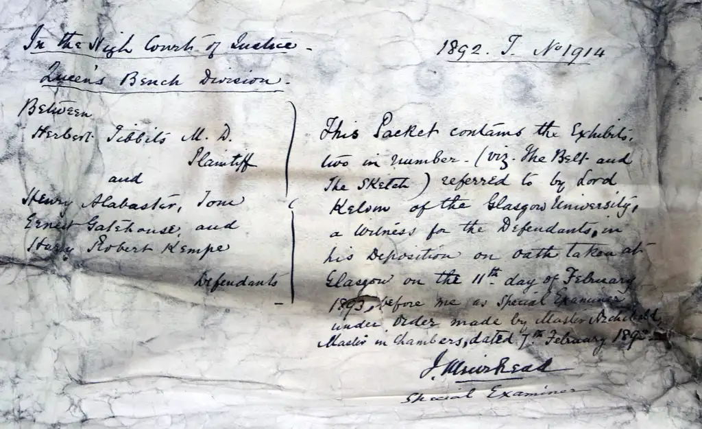 A handwritten note written on very well used paper, used as evidence in a libel case.