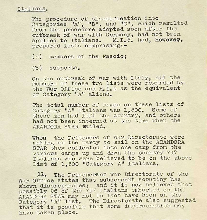 Several paragraphs of typewritten text on yellowed paper.