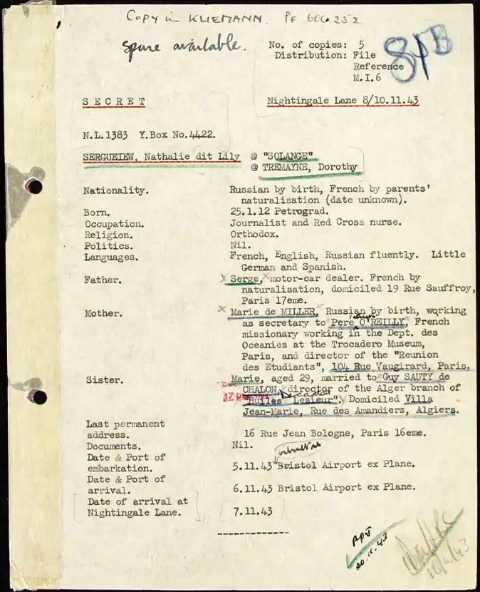 Typewritten document marked 'Secret'.