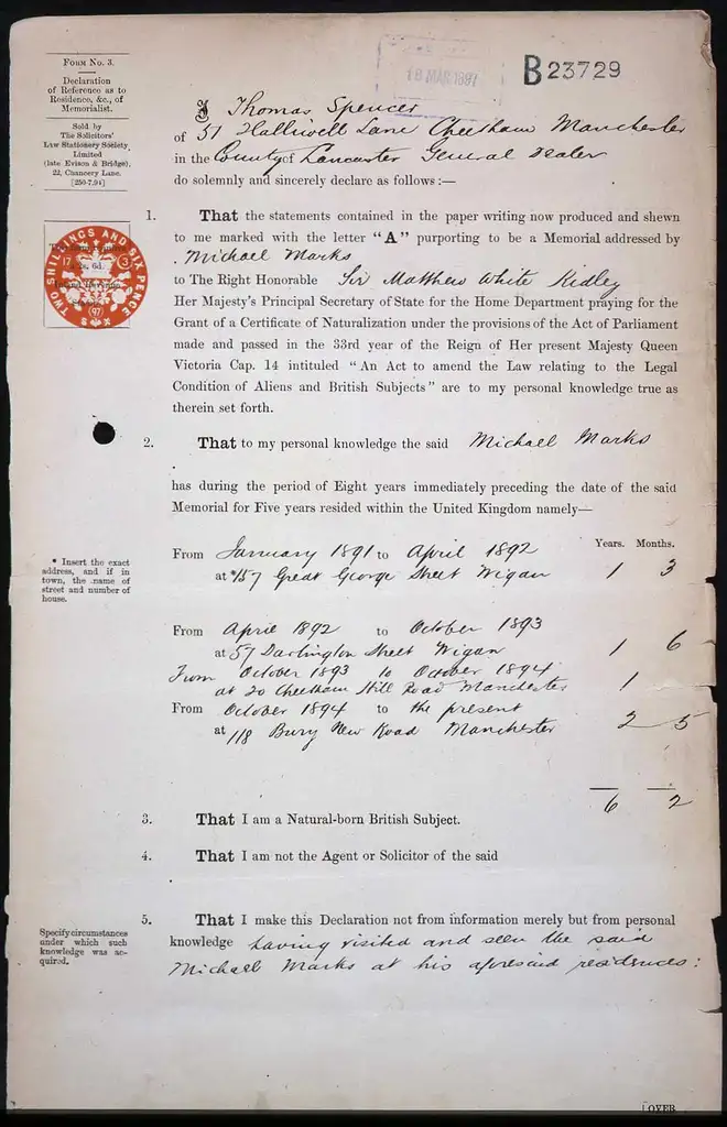 Official form with hand written additions.