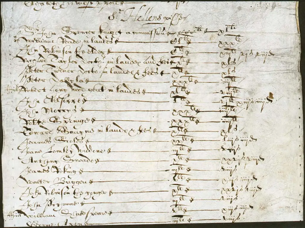 A hand-written list manuscript written in black ink.