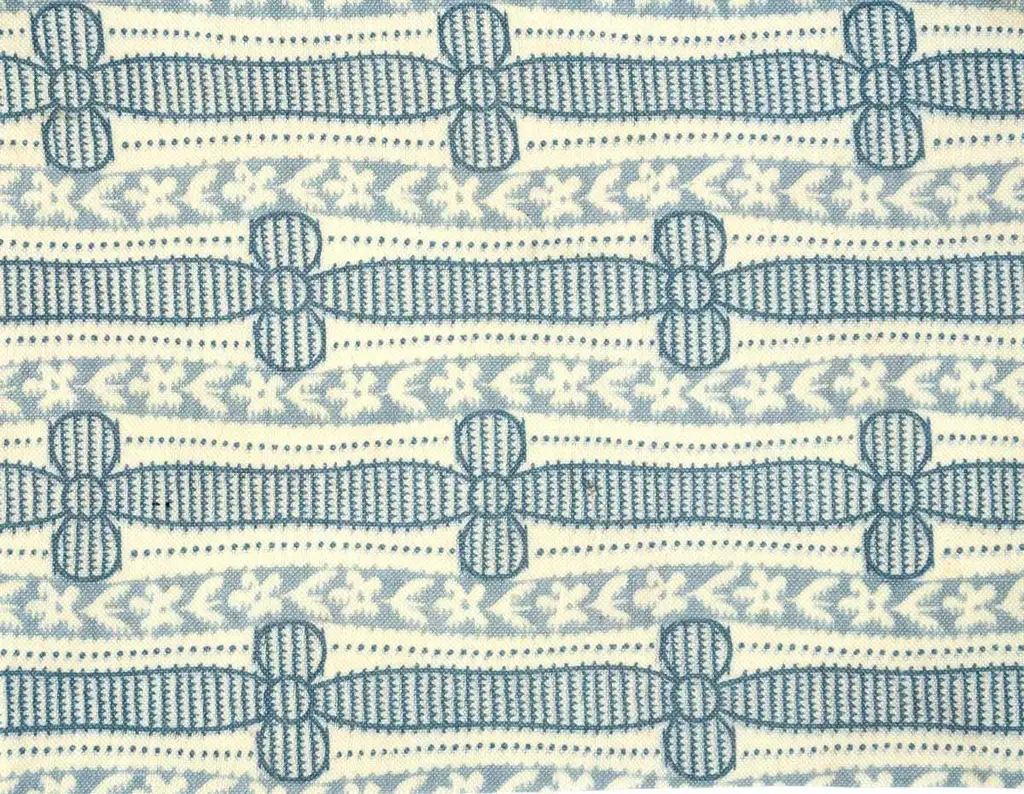 A blue and white striped textile.