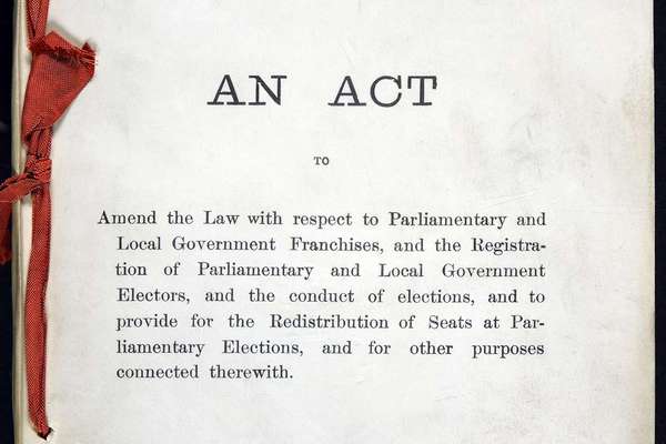 A front cover for 'An Act' document with red binding.