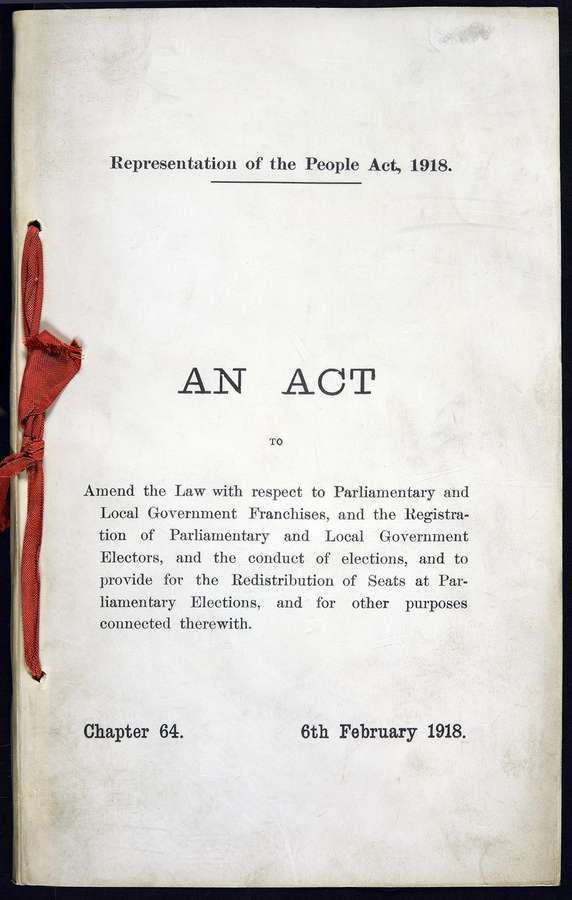 The front page from the Representation of the People Act, 1918.