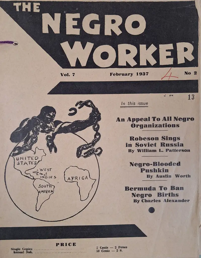 The cover of Volume 7 of The Negro Worker publication, dated February 1937.