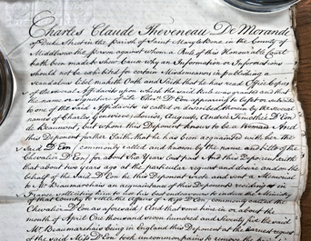 A handwritten statement by Charles de Morande.