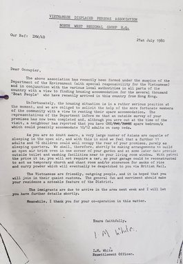 A hoax letter claiming refugee passengers aboard the Huey Fong would be arriving in England.