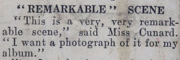 A newspaper clipping headed '"Remarkable" Scene'