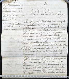 A handwritten certificate granted by the King of France.