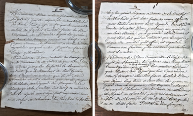 Two sides of a handwritten letter by the Chevalier d’Eon.