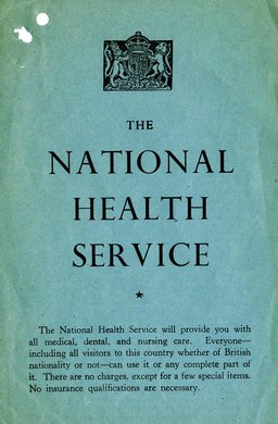 The front cover of a leaflet with the title: 'The National Health Service'