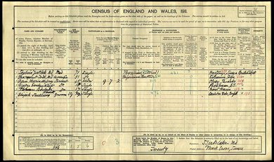 Household census form with the handwritten details of six individuals.
