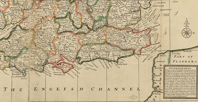 A 17th-century map of England's south coast.