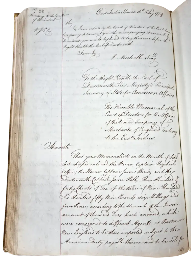 Handwritten letter in a bound volume.