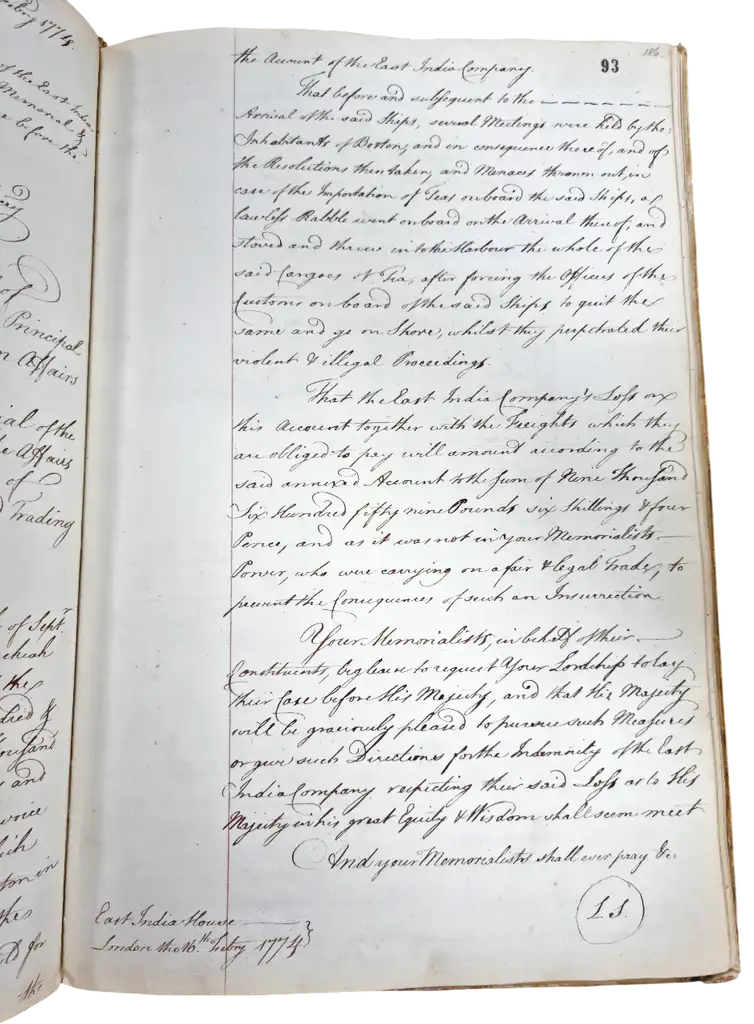 Handwritten letter in a bound volume.