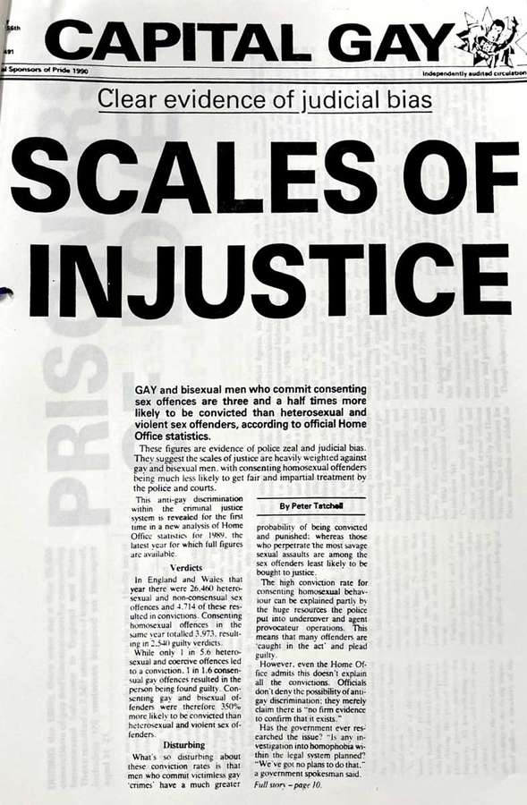 A newspaper article with the headline 'Scales of Injustice'.