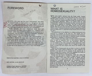 Internal booklet pages, including handwritten annotations and underlining in red.