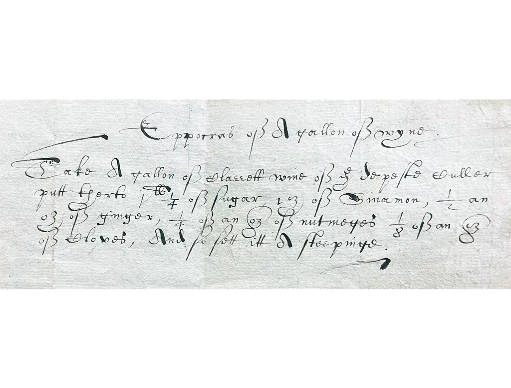 A document with a recipe handwritten across five lines.