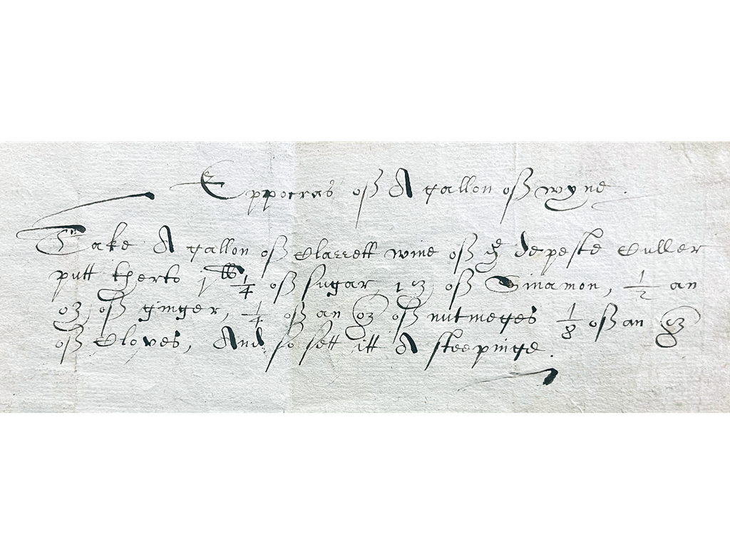 A document with a recipe handwritten across five lines.