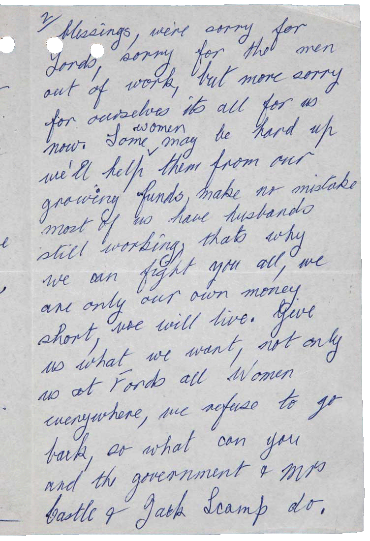 Handwritten note written slightly askew in blue ink.