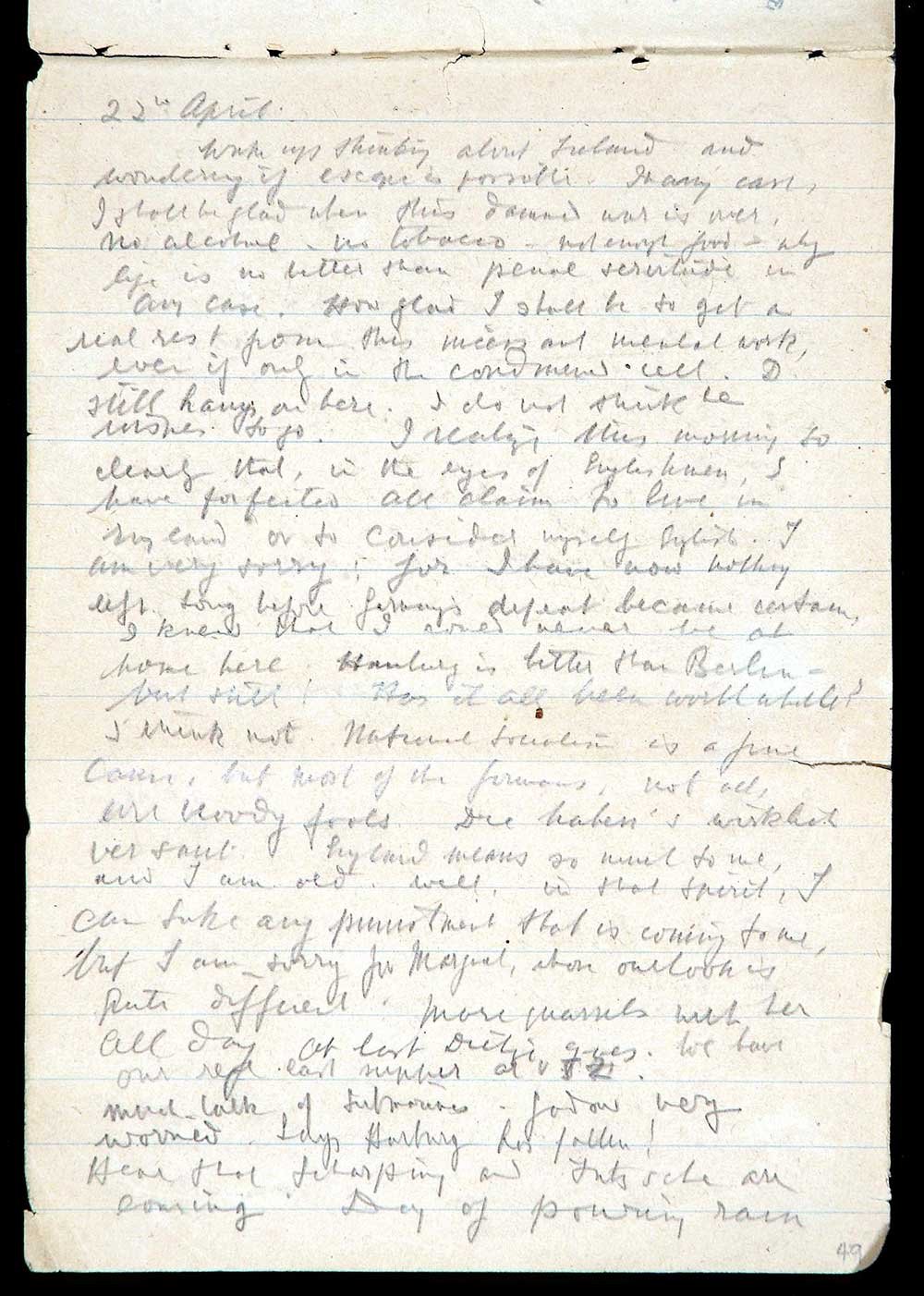 A handwritten journal entry