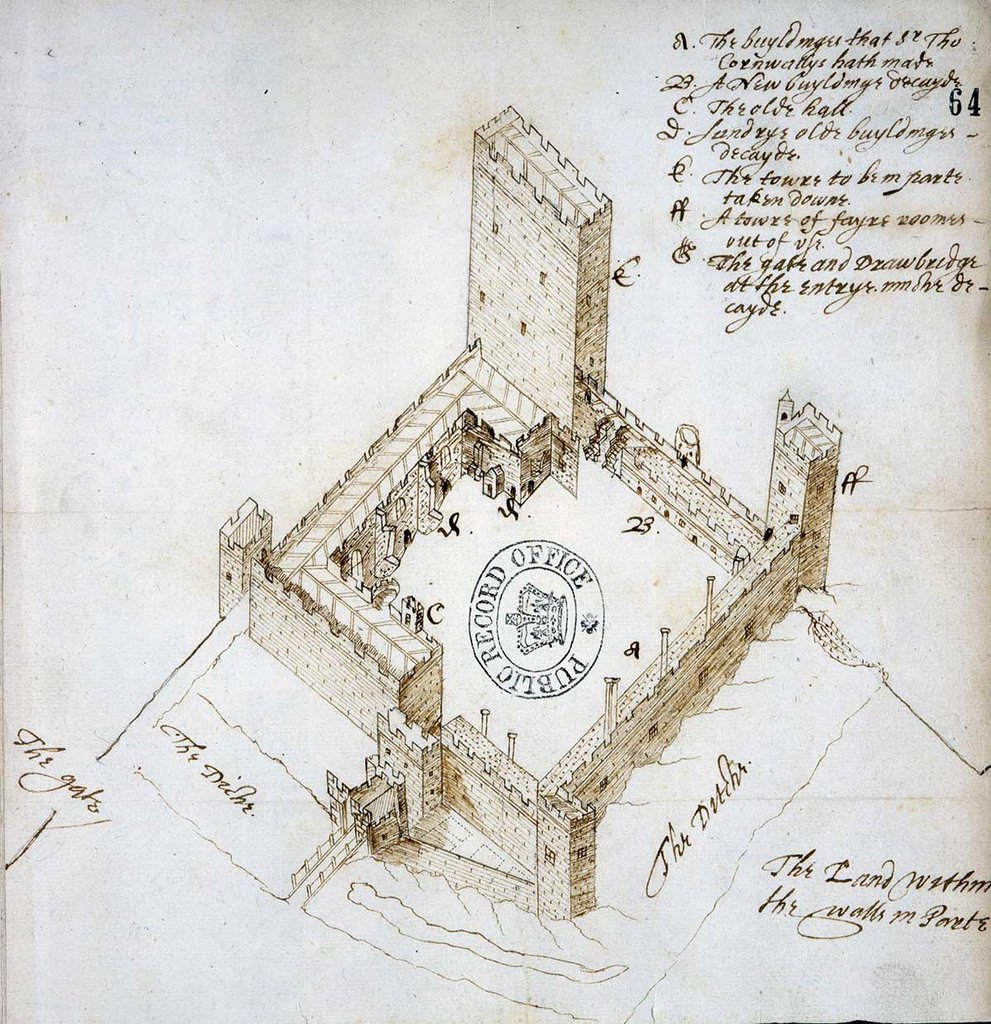 A top down architectural plan of a castle