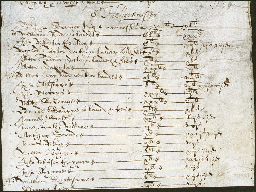 A hand-written list manuscript written in black ink.