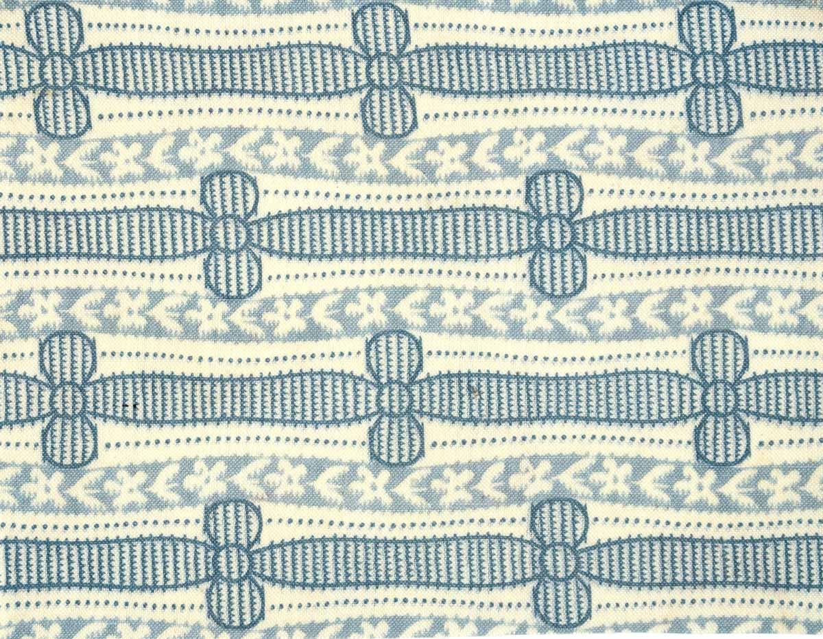A blue and white striped textile.