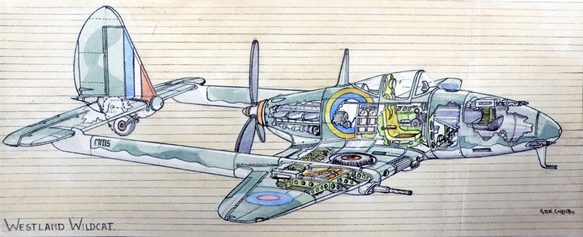 A drawing of an aircraft showing both the outside and inside of the plane.