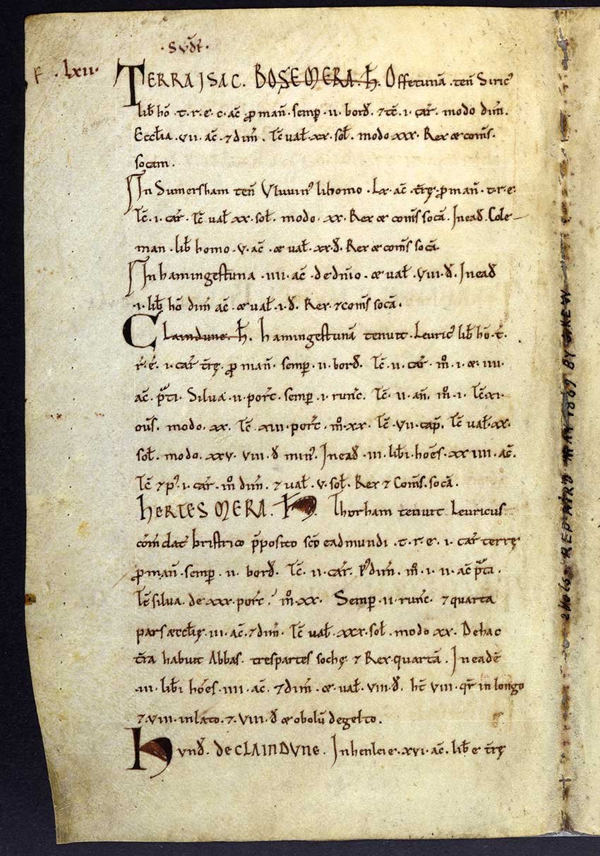 A medieval document with a single column of writing