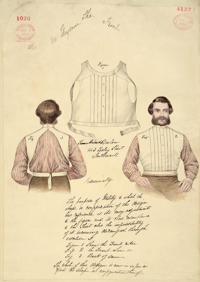 A bearded man drawn from behind and the front wearing a white sleeveless shirt.