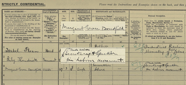 A census return. The name and occupation sections are highlighted