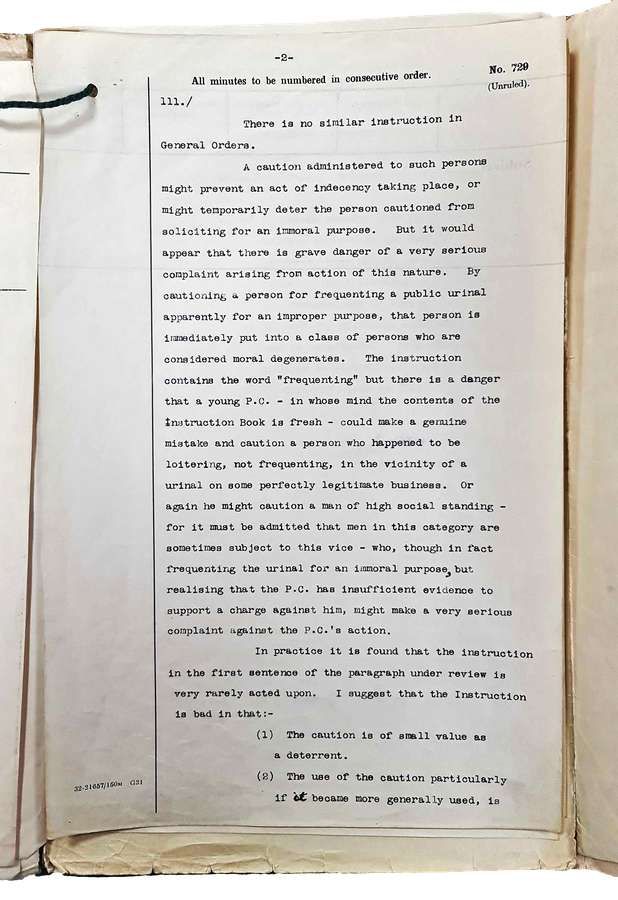 Page of typewritten text on paper marked 'No. 729 (Unruled).'