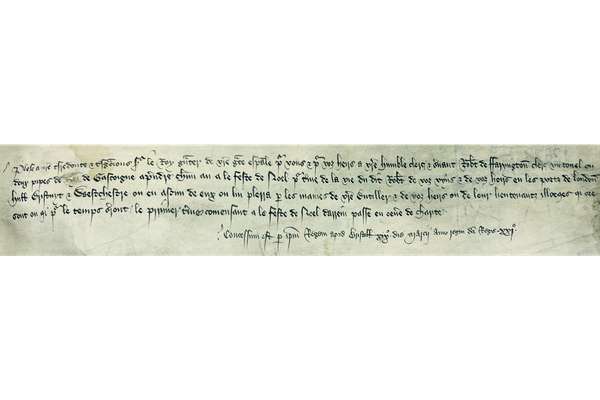 A document with five lines of handwritten text.