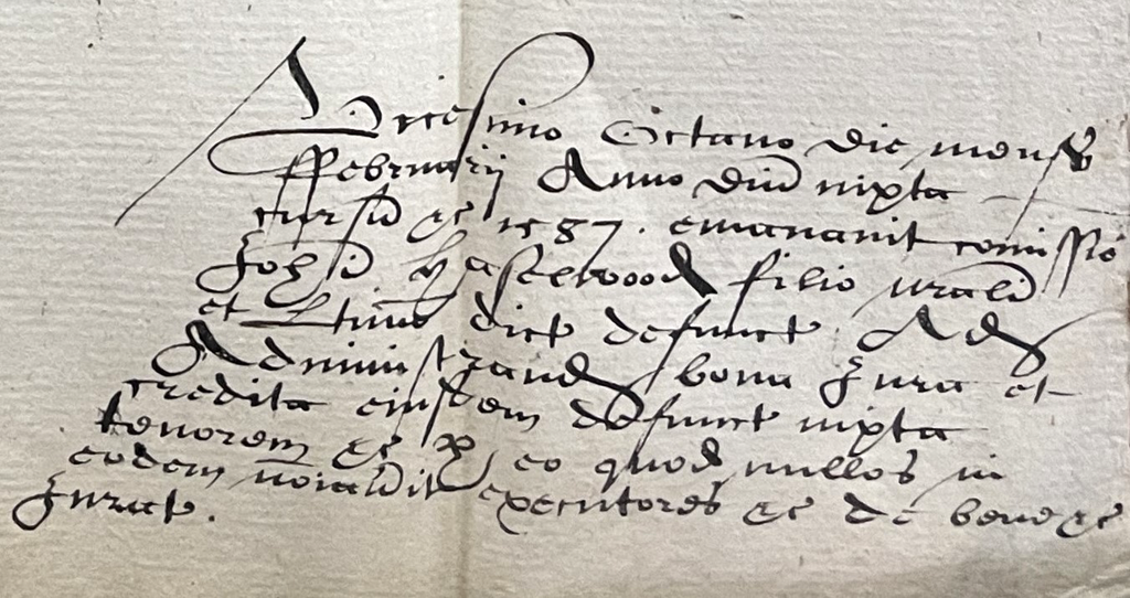 Nine slanted lines of handwritten text in Latin.