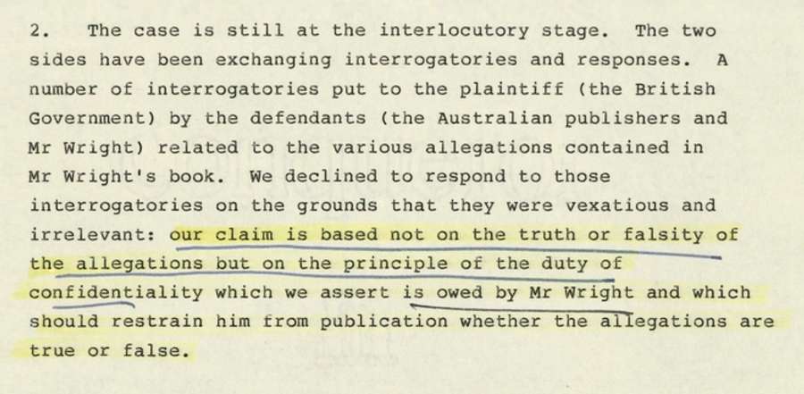 Typewritten note with sections of the final sentence underlined.